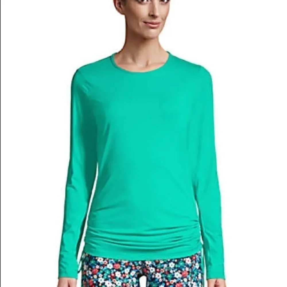 Land’s End Plus Regular Sizes Coverup Ruched Rashguard tunic Green Various